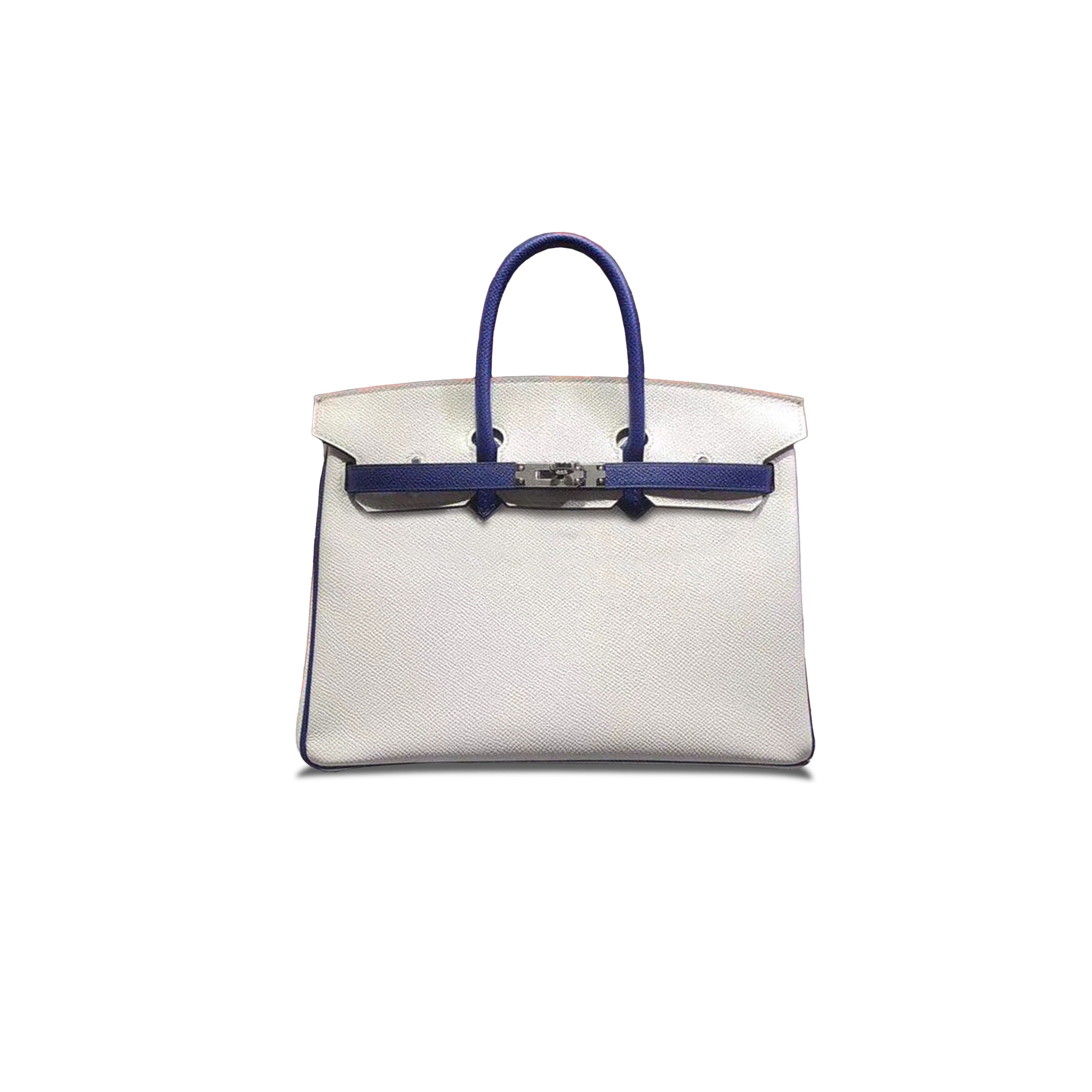 HERMES MASTER BIRKIN 30 EPSOM PURE WHITE AND ELECTRIC BLUE GOLD BUCKLE H028369CK12 (30*23*15cm)